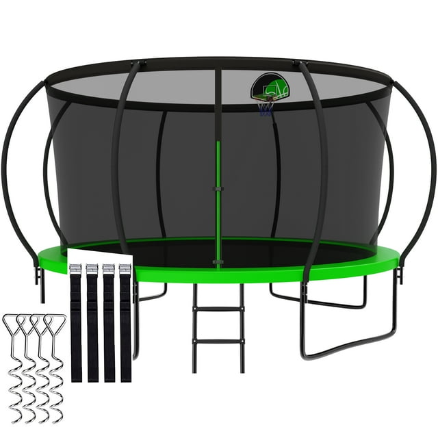 CITYLE Trampoline 12FT 14FT 15FT 16FT 1500LBS Trampoline for Adults Kids Outdoor Trampolines with Basketball Hoop, Enclosure, Easy to Install & Full Galvanized Anti-Rust Coating