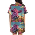 thumbnail image 3 of Lsque Pink Cow In Sunflower Field Women's Short-Sleeved Pajama Set - 2 Piece Soft and Lightweight Sleepwear Set-Small, 3 of 9