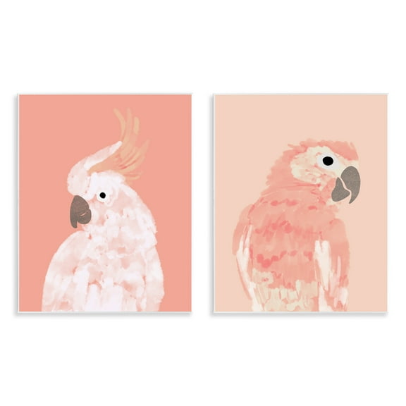 Stupell Industries Peach Cockatoo Parrot Profile Animals Painting Unframed Art Print Wall Art, 11 x 14, Set of 2