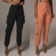 thumbnail image 6 of YESTUNE Women High Waist Jogger Cargo Pants Drawstring Solid Loose Pockets Sweatpants, 6 of 19