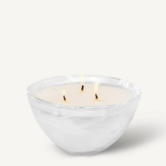 Kosta Boda Contrast Bowl White on White Small Crystal Glass with Candle in Woodland Vanilla