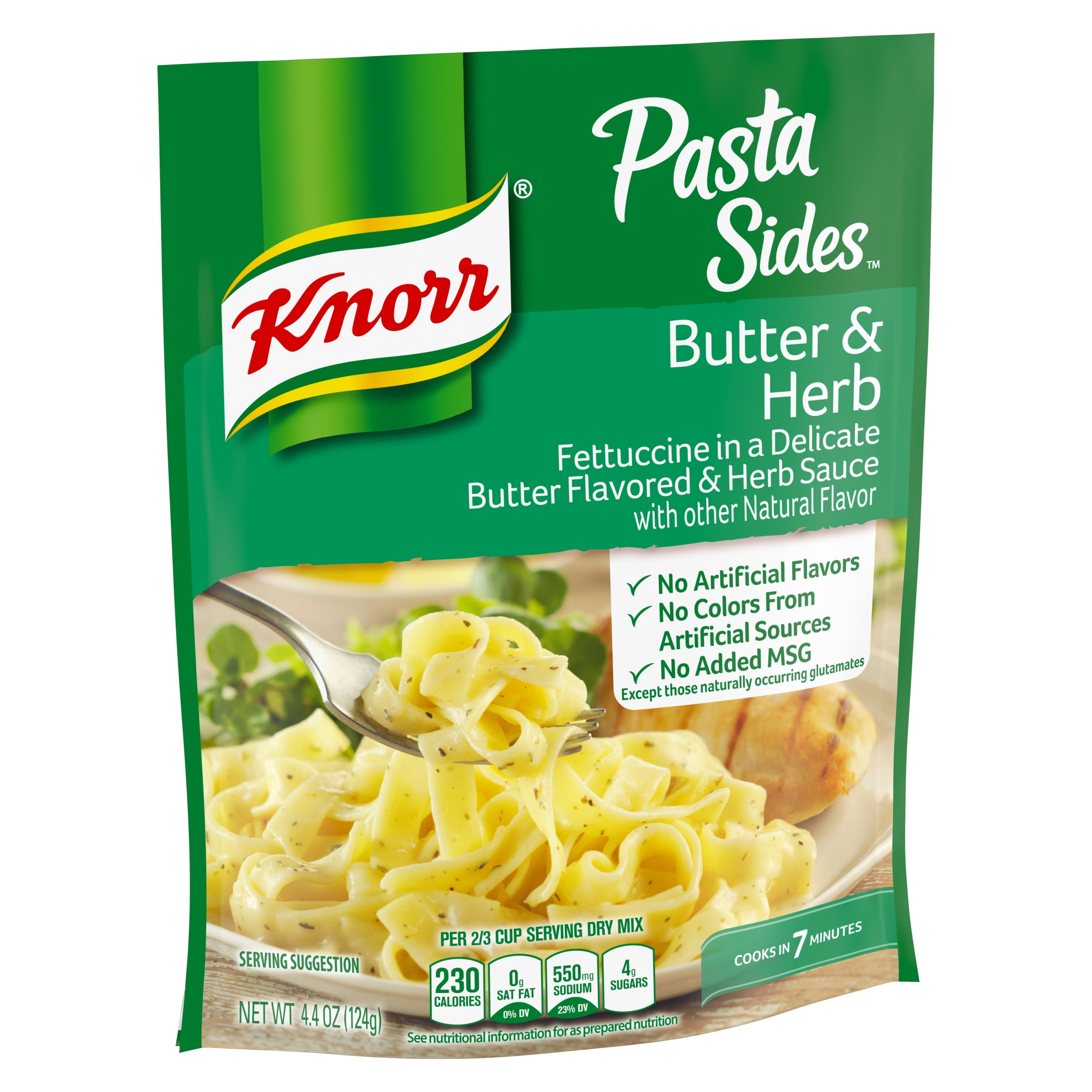 Knorr Pasta Sides Butter & Herb Fettuccine, Cooks in 7 Minutes, 4.4 oz, 8 Count