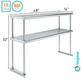 thumbnail image 3 of AmGood Stainless Steel Double Deck Overshelf – 14 in. x 48 in. – Heavy Duty, NSF Certified, Commercial-Grade, Adjustable Tiered Shelf for Kitchen Prep Tables and Workbenches, 3 of 8