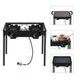 thumbnail image 3 of Oufan Outdoor Camp Stove High Pressure Propane Gas Cooker Portable Cast Iron Patio Cooking Burner (Double Burner 150000-BTU),Black, 3 of 8