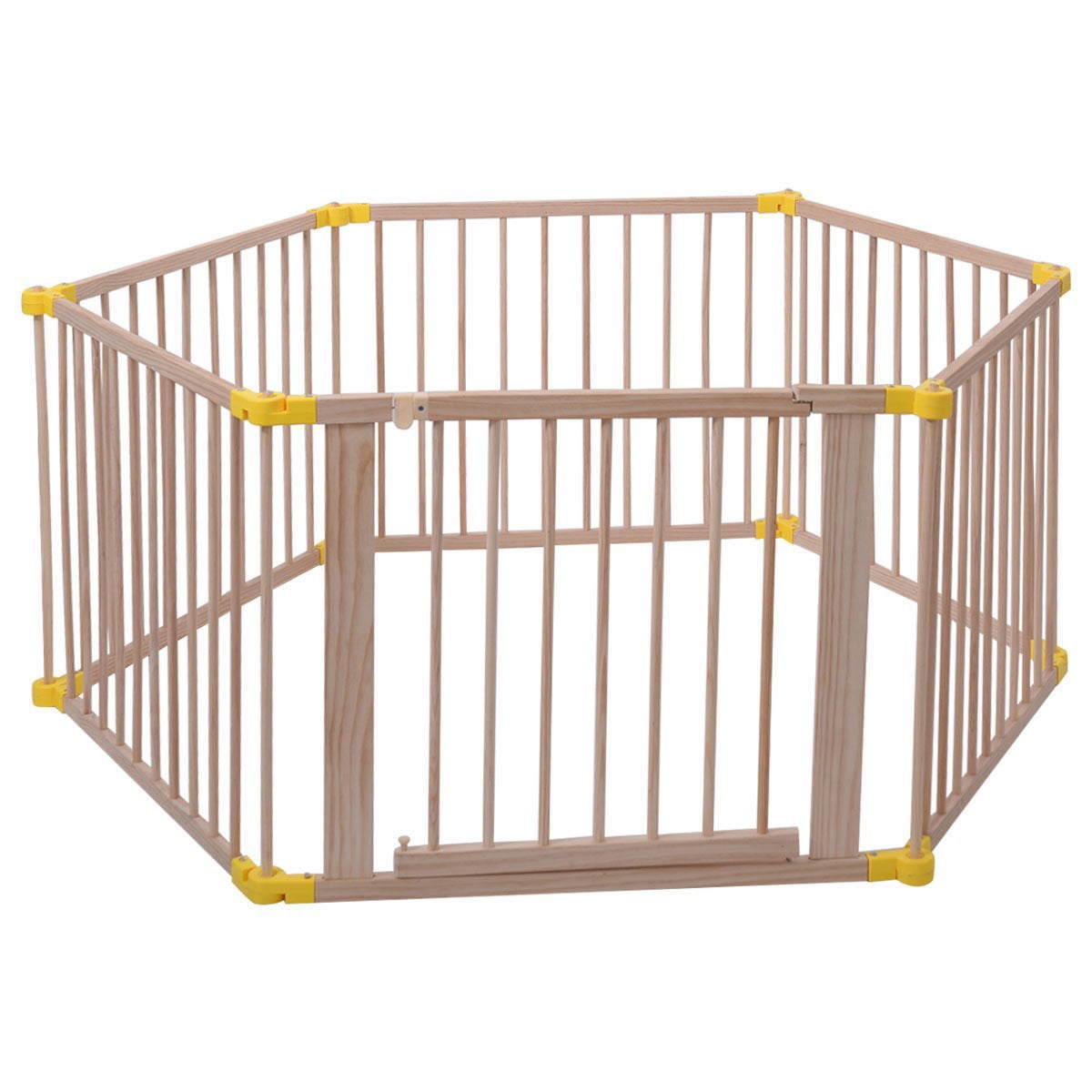 Details about   Wooden Baby Playpen Fence 6 Sides Foldable Room Divider Activity Cetre Play Yard 