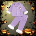 thumbnail image 2 of Landzoo Halloween 2 Piece Toddler Boys Girls Pyjamas Friendly Ghost Print Long Sleeve Notch Neck Nightwear With Pants Set Fall Comfortable Pajamas For Kids Size 4-5 Years Purple, 2 of 5