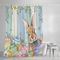 thumbnail image 4 of Easter Standard Shower Curtain Set, Waterproof Shower Curtains for Bathroom, Spring Bunny Colorful Floral Eggs Wooden Plank Washable Fabric Bath Curtain for Bathtub Decoration with Hooks 72x72 Inches, 4 of 9