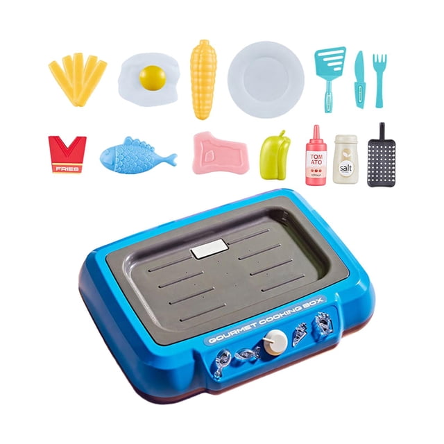 HILABEE Children Play Kitchen Playset Toddlers Deep Fryer Toy, Kitchen Role Play Cooking blue