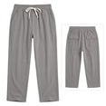 thumbnail image 5 of Men's Casual Linen Pants Elastic Waist Drawstring Lightweight Relaxed Fit Trousers Summer Beach Yoga Lounge Pants with Pockets Comfortable Daily Wear, 5 of 6