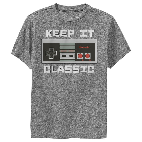 Boy's Nintendo NES Classic Controller Performance Graphic Tee Charcoal Heather Small