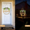 thumbnail image 3 of Welcome Sign Wooden Hanging Sign with Led Light String Welcome Sign for Front Door Round Wood Front Door Decoration Suitable for Night Hanging Sign Hollow Carved Front Porch Sign, 3 of 7