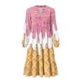 thumbnail image 2 of Uorisanigo Ice Cream Women's Midi Dress Work Long Sleeve V Neck Flowy Midi Dress Cozy Comfortable Soft Fashion Clothing, Size XL, 2 of 7