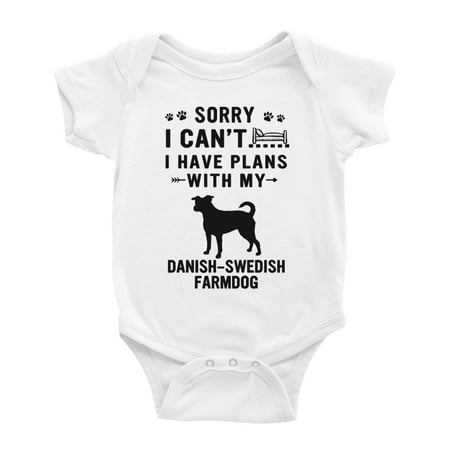

Sorry I Can t I Have Plans With My Danish-Swedish FarmLove Pet Dog Love Pet Dog Funny Baby Jumpsuits (White 18-24 Months)