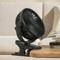 thumbnail image 5 of 3-Speed Multi-Functional Clip On Desk Fan, Portable USB Rechargeable Quiet Cooling Fan, Sturdy Clamp Fan for Office Dorm Home Travel, Black, 5 of 6