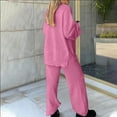 thumbnail image 4 of BLOCLOALO 2 Piece Lounge Set Long Sleeve Tops Womens Fall Outfit V Neck Pullover Tops and Long Pants Warm Pajamas Sweatsuits V Neck Blouses Sweatpants and Sweatshirt Set Trendy Lounge Sets Pink L, 4 of 6