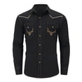 thumbnail image 4 of CONZONE Mens Western Cowboy Shirts Long Sleeve Buttons Down Shirts for Men Trendy Graphic Lapel Soft Lightweight Tops, 4 of 5