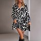 thumbnail image 4 of Vestido Vestido elegante estampado con volantes para mujer, vestido corto plisado, traje diario de estilo informal Ygjytge Negro T XL para Mujer, 4 of 7