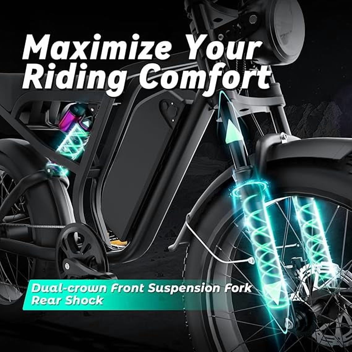 20" Fat Tire Electric Bike for Adults, 1000W Peak 31MPH Adults Ebike, 48V 16Ah Battery Electric Mountain Bicycle UL2849