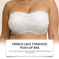 thumbnail image 6 of Arlun Back Cross Closure Strapless Bralettes for Women Full Coverage No Underwire Soft Support Bras Push up Wavy-Edge Solid Color Non Bandeau Bras for Ladies White XL, 6 of 7