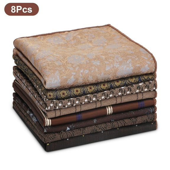 EEEkit 8pcs Mens Handkerchiefs, 9 x 9" Soft Polyester Silk Hankies for Men, Classic Pocket Square, Gift for Father's Day