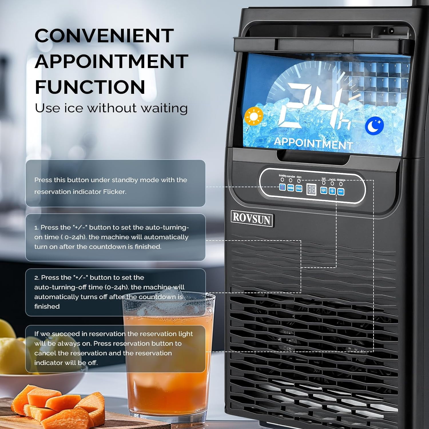 ZOKOP 70LBS/24H Ice Maker Machine with 2 Water Inlets, Freestanding/Countertop Ice Machine with 11lbs Storage Bin, Ice Scoop & Water Filter for Home Office Light Commercial Restaurant Bar Cafe Use