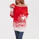 thumbnail image 2 of Suéter de punto con hombros descubiertos y diseño de copos de nieve para mujer, nuevo suéter de largo medio con diseño de retazos navideños, otoño/invierno, 2 of 5