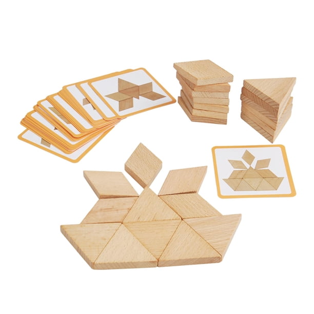 Juego de bloques de diseño de madera de 54 Uds., juegos de desarrollo, juguetes educativos, rompecabezas con forma geométrica para niños de 4 años o