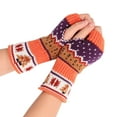 thumbnail image 1 of Women'S Christmas Tree Thickened Wool Open Finger Knitting Colorful Warm Half Finger Gloves, 1 of 3