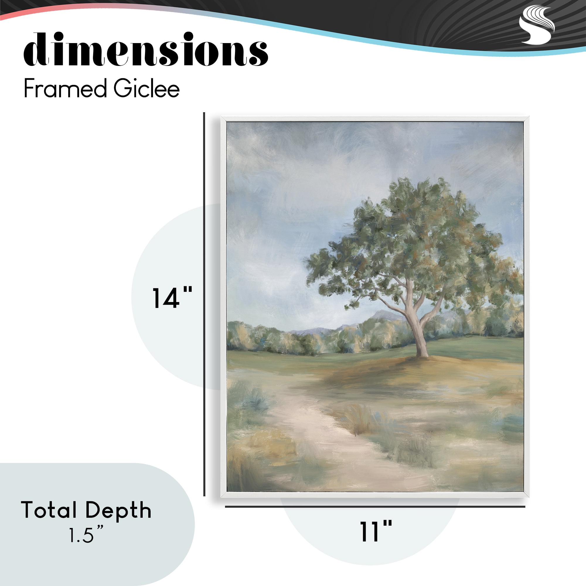 Countryside Tree Scenery White Framed Giclee Art, design by Leah Noel Art