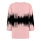 thumbnail image 5 of Camiseta para Mujer Camiseta Estampada Botón Manga 3/4 Diario Fin de Semana Moda Básica Cuello en V Top Regular Rosa/3XL, 5 of 5