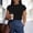 *Black, variant on ClodeEU Women's Ruched Mock Neck Short Sleeve T-Shirt,Slim Fit Crew Neck Tee Black,Women's Plus L