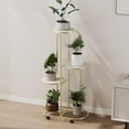 thumbnail image 3 of Mobile Multi-Tier Metal Plant Stand with Wheels - 5-Layer Sturdy Shelf for Multiple Potted Plants - Space-Saving Flower Rack for Living Room, Balcony, Patio, Garden - Champagne Gold, 3 of 6