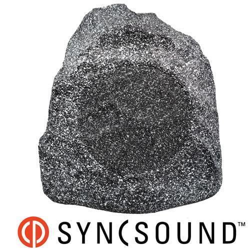 SyncSound SS-ROCK8-2GY 8&quot; Rock Speaker For Gardens Backyards And Patios Gray 100W