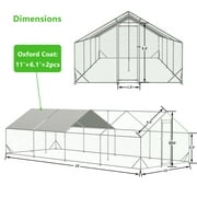 LZBEITEM Large Metal Chicken Coops, Outdoor Duck Walk-in Run Poultry Cage, Hen House Yard Habitat Cage with Waterproof Cover Spire Shaped Coop, 26 L x 10 W x 6.56 H, Silver