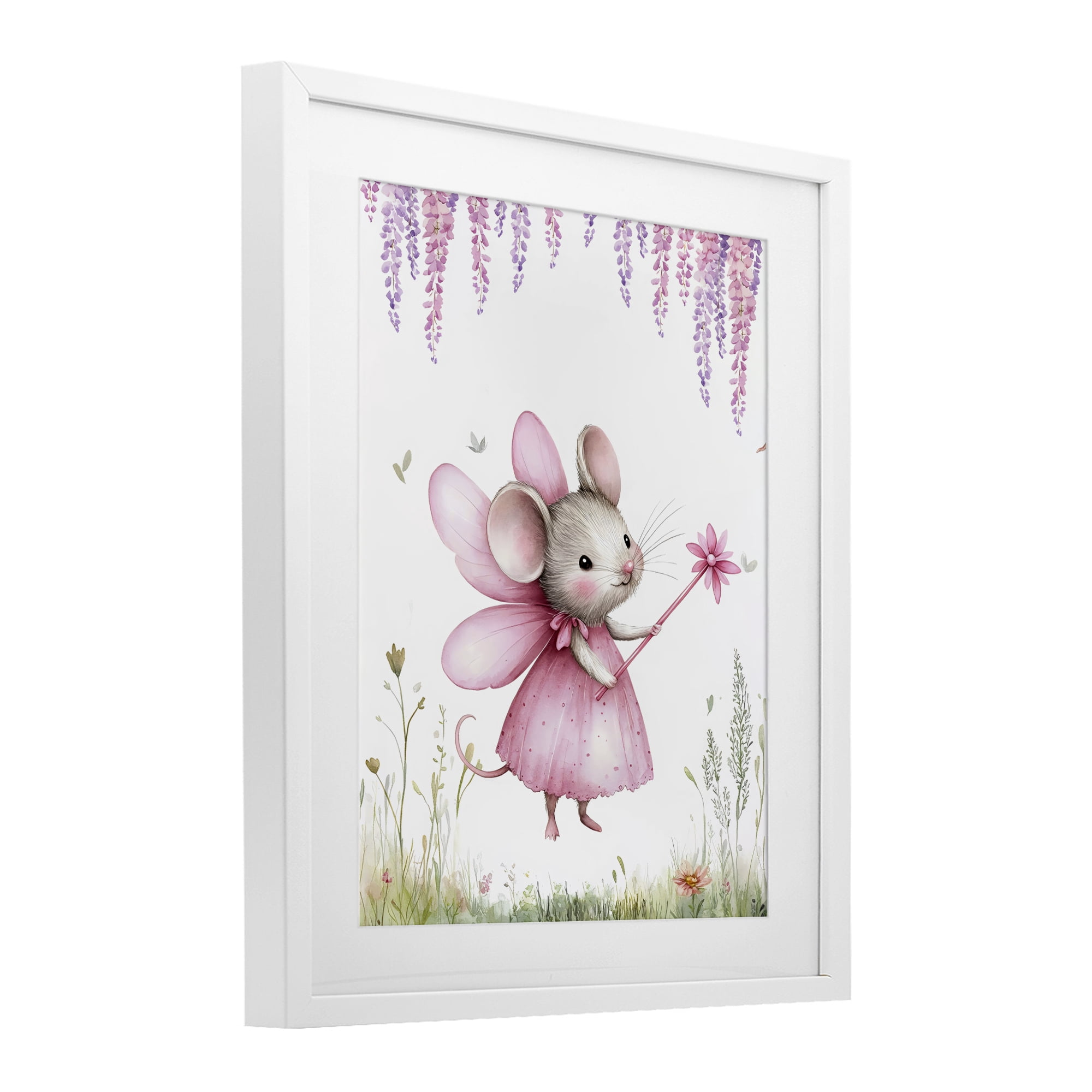 Stupell Industries Woodland Mouse Forest Fairy White Framed Print Under Glass, design by LSR Design Studio
