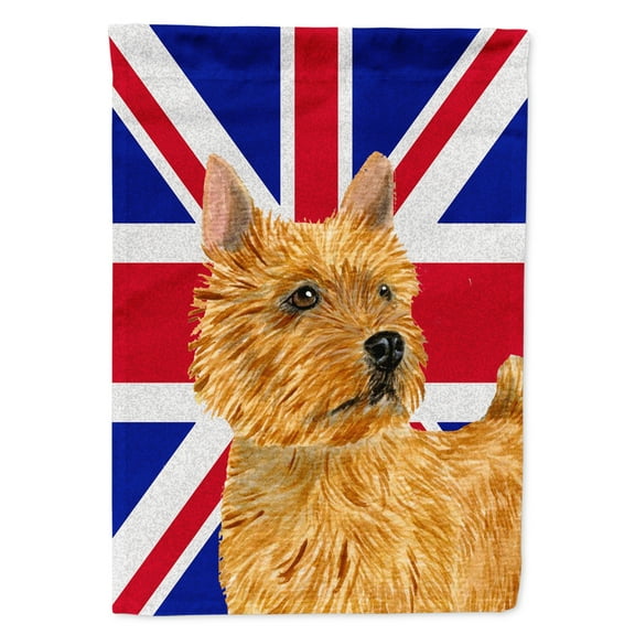 Norwich Terrier with English Union Jack British Flag Garden Flag