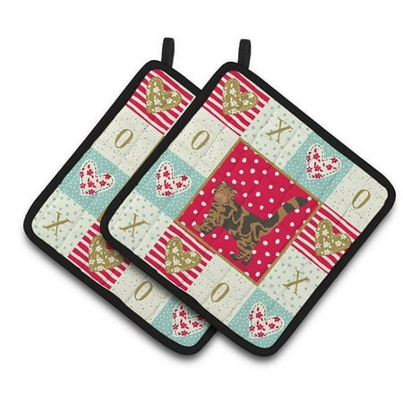 

7.5 x 7.5 in. Foldex Exotic Fold No.2 Cat Love Pair of Pot Holders