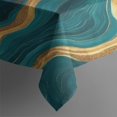 thumbnail image 3 of Teal Gold Marble Pattern Rectangle Tablecloth 60"x84",Waterproof Polyester Rectangle Table Cloth, Wipeable Spillproof Polyester Tablecloth for Dining, Camping, Indoor and Outdoor, 3 of 5