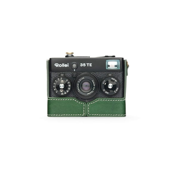 Rollei 35/35S/35T/35TE/35SE Étui, BolinUS Fait Main en Cuir Véritable Véritable Demi-Sac pour Appareil Photo Rollei 35/35S/35T/35TE/35SE avec Sangle (Vert)