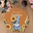 thumbnail image 3 of Orange Sunflower Gnomes Round 13 Inch Placemats Set of 6, Summer Botanical Floral HeatResistant Non Slip Place Mats for Dining Table, Wipeable Braided Kitchen Table Mats for Housewarming, 3 of 9