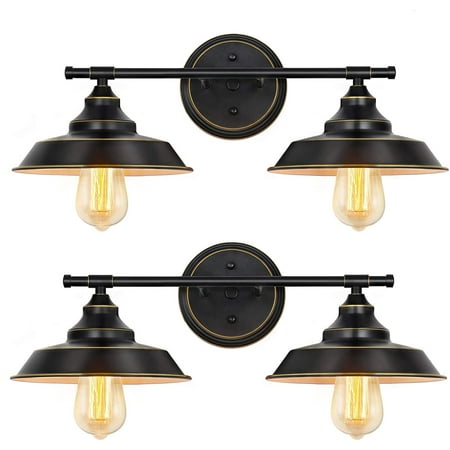 

2 Lights Wall Sconce Fixture with Black Lampshades
