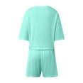 thumbnail image 5 of Hauaitttt Ladies Fashion Pajama Set Solid Color Loose Shorts Set Velour Pajamas Womens Minimalist Pajamas Comfortable Pajamas Women Pajama Set Woman Pajama Set Womens Pajama Pants Short Length Cute, 5 of 7
