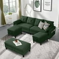 thumbnail image 5 of Pingliang Home 101" Convertible Sectional Sofa with Ottoman Coffee Table,U Shaped 4 Seat Sofa Couch with Storage Pockets,Modern Linen Sofa Bed with 3 Ottoman for Living Room Apartment Office Studio, 5 of 12