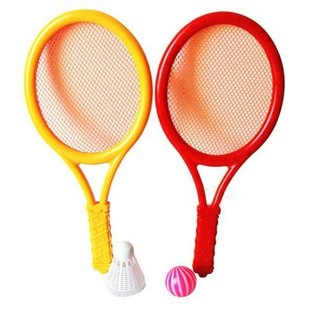 Plastic Rackets Set Tennis Racquets Battledores with Tennis and Badminton Children Sports Toy Random