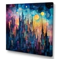 thumbnail image 2 of Designart "Midnight Spectrum Cityscapes Awash in Night II" Cityscapes Wall Art - Industrial Blue Cityscape Hallway Wall Art Decor, 2 of 6