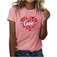 thumbnail image 2 of YUNAFFT Women's Printed Round Neck Short Sleeve Heart printing City Girls Casual Going Out Blouses Pullover Top St.Parik's Day, 2 of 4