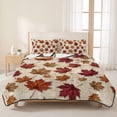 thumbnail image 3 of Quilts Twin XL Size Bedding Set, Maple Leaves Lightweight Quilted Comforter, Botanical Falling Leaves Rustic Harvest Soft Reversible Bedspread Coverlet with Pillow Covers for All Season, 68" x 98", 3 of 9