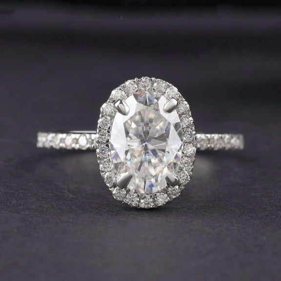 Cora Jewellery 2.5CT Oval Moissanite Halo Engagement Ring For Women, 14K Yellow Gold