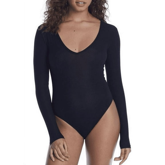NEARLYNUDE Midnight 2x2 Modal Ribbed Plunge Bodysuit, US Medium, NWOT
