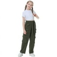 thumbnail image 3 of Rolanko Girl's High-Waisted Cargo Pants: Multiple Pockets, casual daily sports and dancing., 3 of 6